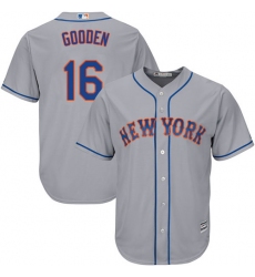 Youth Majestic New York Mets #16 Dwight Gooden Authentic Grey Road Cool Base MLB Jersey