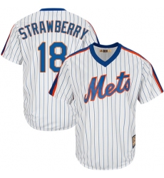 Men's Majestic New York Mets #18 Darryl Strawberry Replica White Cooperstown MLB Jersey