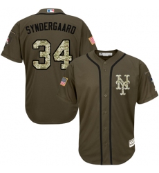 Youth Majestic New York Mets #34 Noah Syndergaard Replica Green Salute to Service MLB Jersey