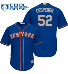 Youth Majestic New York Mets #52 Yoenis Cespedes Authentic Royal Blue Alternate Road Cool Base MLB Jersey