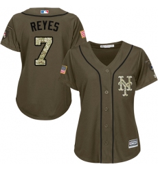Women's Majestic New York Mets #7 Jose Reyes Authentic Green Salute to Service MLB Jersey