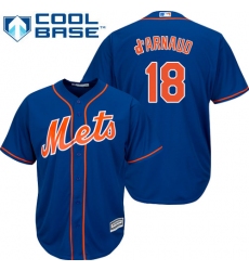 Youth Majestic New York Mets #18 Travis d'Arnaud Authentic Royal Blue Alternate Home Cool Base MLB Jersey