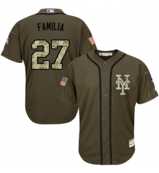 Men's Majestic New York Mets #27 Jeurys Familia Authentic Green Salute to Service MLB Jersey