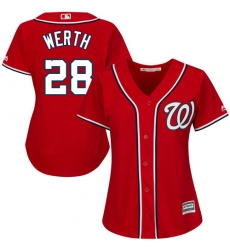 Women's Majestic Washington Nationals #28 Jayson Werth Authentic Red Alternate 1 Cool Base MLB Jersey