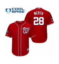 Youth Washington Nationals #28 Jayson Werth Authentic Red Alternate 1 Cool Base 2019 World Series Champions Baseball Jersey