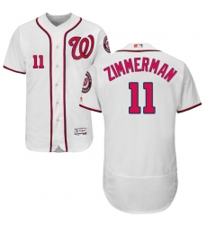 Men's Majestic Washington Nationals #11 Ryan Zimmerman White Home Flex Base Authentic Collection MLB Jersey