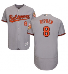 Men's Majestic Baltimore Orioles #8 Cal Ripken Grey Road Flex Base Authentic Collection MLB Jersey