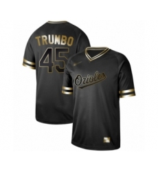 Men's Baltimore Orioles #45 Mark Trumbo Authentic Black Gold Fashion Baseball Jersey