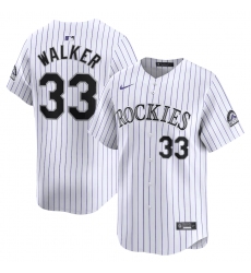 Men's Colorado Rockies #33 Larry Walker White Home Limited Stitched Baseball Jersey