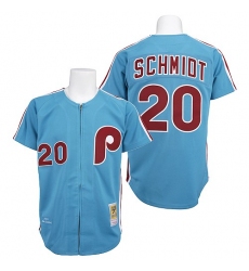Men's Mitchell and Ness Philadelphia Phillies #20 Mike Schmidt Replica Blue Throwback MLB Jersey