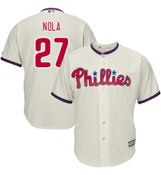 Men's Majestic Philadelphia Phillies #27 Aaron Nola Replica Cream Alternate Cool Base MLB Jersey