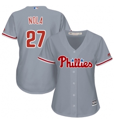 Women's Majestic Philadelphia Phillies #27 Aaron Nola Replica Grey Road Cool Base MLB Jersey