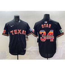 Men's Texas Rangers #34 Nolan Ryan Black Mexico Limited Stitched Baseball Jersey