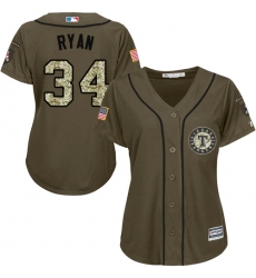 Women's Majestic Texas Rangers #34 Nolan Ryan Authentic Green Salute to Service MLB Jersey
