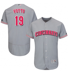 Men's Majestic Cincinnati Reds #19 Joey Votto Grey Flexbase Authentic Collection MLB Jersey
