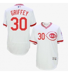 Men's Majestic Cincinnati Reds #30 Ken Griffey White Flexbase Authentic Collection Cooperstown MLB Jersey