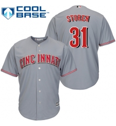 Youth Majestic Cincinnati Reds #31 Drew Storen Authentic Grey Road Cool Base MLB Jersey