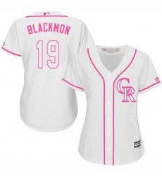 Women's Majestic Colorado Rockies #19 Charlie Blackmon Authentic White Fashion Cool Base MLB Jersey