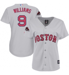 Women's Majestic Boston Red Sox #9 Ted Williams Authentic Grey Road 2018 World Series Champions MLB Jersey