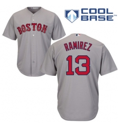 Youth Majestic Boston Red Sox #13 Hanley Ramirez Authentic Grey Road Cool Base MLB Jersey