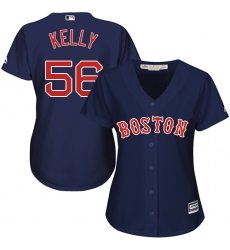 Women's Majestic Boston Red Sox #56 Joe Kelly Authentic Navy Blue Alternate Road MLB Jersey