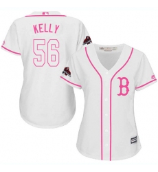 Women's Majestic Boston Red Sox #56 Joe Kelly Authentic White Fashion 2018 World Series Champions MLB Jersey