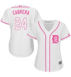 Women's Majestic Detroit Tigers #24 Miguel Cabrera Authentic White Fashion Cool Base MLB Jersey