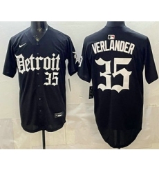 Men's Detroit Tigers #35 Justin Verlander Black Limited Cool Base Stitched Jersey