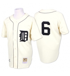 Men's Mitchell and Ness Detroit Tigers #6 Al Kaline Replica White Throwback MLB Jersey