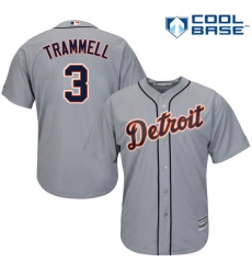 Youth Majestic Detroit Tigers #3 Alan Trammell Authentic Grey Road Cool Base MLB Jersey