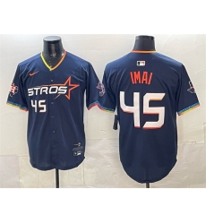 Men's Houston Astros #45 Tatsuya Imai Navy 2025 City Connect With Texas Limited Stitched Baseball Jersey