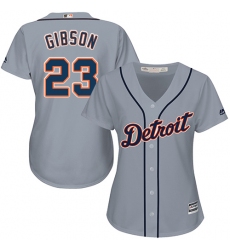 Women's Majestic Detroit Tigers #23 Kirk Gibson Authentic Grey Road Cool Base MLB Jersey