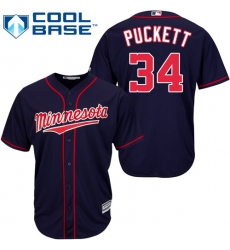 Men's Majestic Minnesota Twins #34 Kirby Puckett Replica Navy Blue Alternate Road Cool Base MLB Jersey