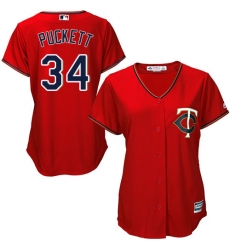 Women's Majestic Minnesota Twins #34 Kirby Puckett Authentic Scarlet Alternate Cool Base MLB Jersey
