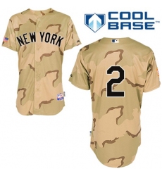 Men's Majestic New York Yankees #2 Derek Jeter Authentic Camo Commemorative Military Day Cool Base MLB Jersey