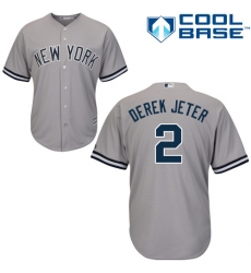 Men's Majestic New York Yankees #2 Derek Jeter Replica Grey Road MLB Jersey