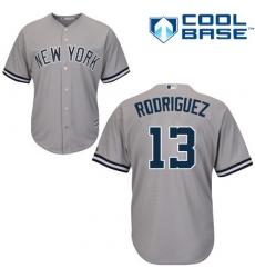 Youth Majestic New York Yankees #13 Alex Rodriguez Authentic Grey Road MLB Jersey