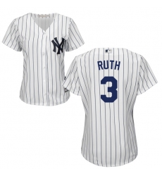 Women's Majestic New York Yankees #3 Babe Ruth Authentic White Home MLB Jersey