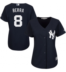 Women's Majestic New York Yankees #8 Yogi Berra Authentic Navy Blue Alternate MLB Jersey