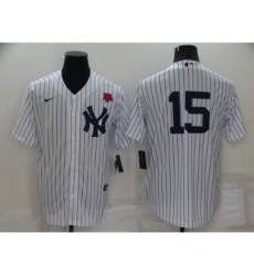 Men's New York Yankees #15 Thurman Munson White No Name Stitched Rose Nike Cool Base Throwback Jersey