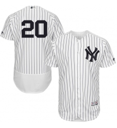 Men's Majestic New York Yankees #20 Jorge Posada White Home Flex Base Authentic Collection MLB Jersey