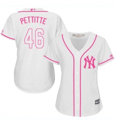 Women's Majestic New York Yankees #46 Andy Pettitte Authentic White Fashion Cool Base MLB Jersey