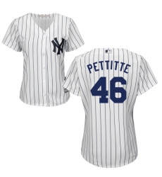 Women's Majestic New York Yankees #46 Andy Pettitte Authentic White Home MLB Jersey