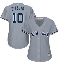 Women's Majestic New York Yankees #10 Phil Rizzuto Authentic Grey Road MLB Jersey