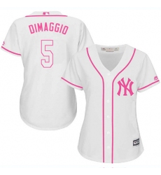 Women's Majestic New York Yankees #5 Joe DiMaggio Authentic White Fashion Cool Base MLB Jersey