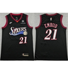 Men's Philadelphia 76ers #21 Joel Embiid Black 2025 Classic Edition Stitched Stitched Jersey