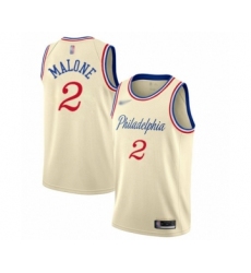 Men's Philadelphia 76ers #2 Moses Malone Swingman Cream Basketball Jersey - 2019 20 City Edition