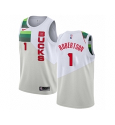 Men's Nike Milwaukee Bucks #1 Oscar Robertson White Swingman Jersey - Earned Edition