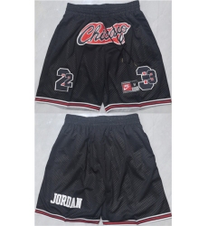 Men's Chicago Bulls #23 Michael Jordan Black Shorts 001 (Run Small)