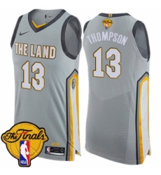 Men's Nike Cleveland Cavaliers #13 Tristan Thompson Authentic Gray 2018 NBA Finals Bound NBA Jersey - City Edition